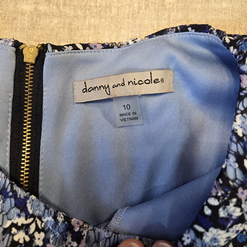 Blue and Purple Floral Danny and Nicole Dress Size 10 - Picture 7 of 9